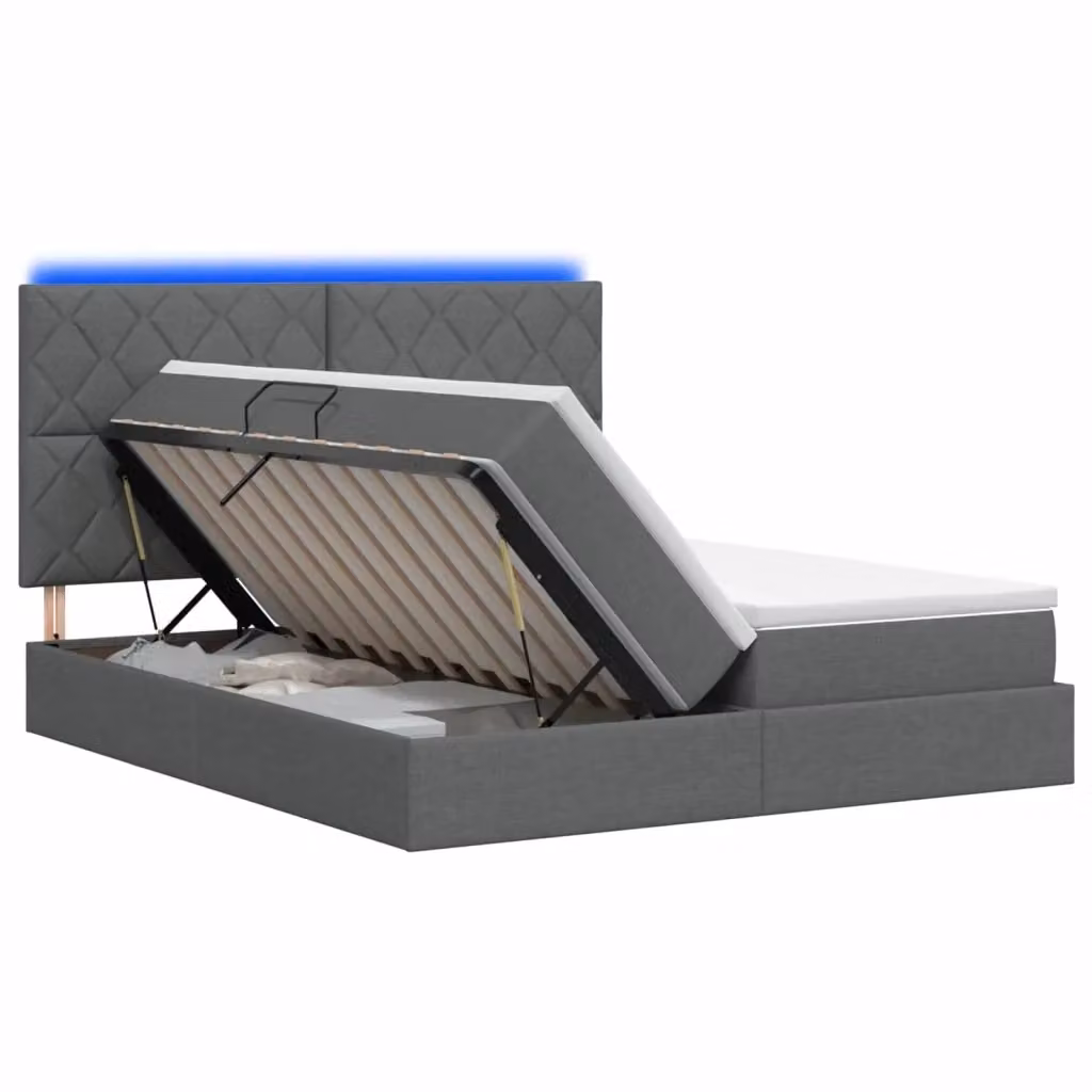 Letto con contenitore e illuminazione LED vidaXL, Grigio, L: 180 cm, P: 200 cm, H: 204 cm – 2