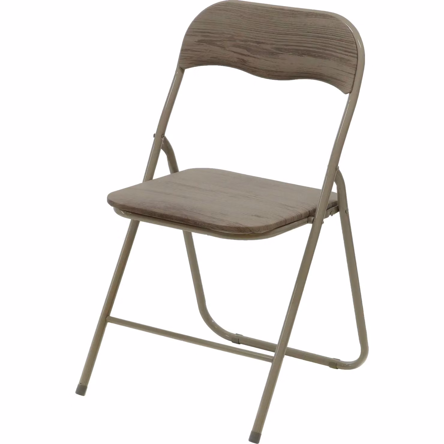 Sedia Pieghevole Salvaspazio Vestiamo Casa in Acciaio con Seduta in PVC Effetto Legno Beige e Marrone H 78 x L 44 x P 43 cm