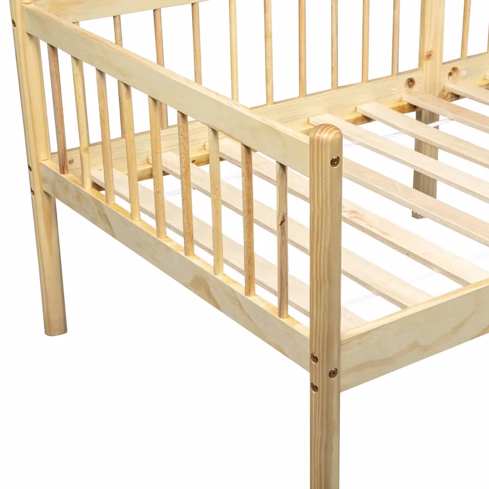Divano letto Minimal in legno di pino naturale marrone con doghe di supporto L/P/H: 208.5 x 90 x 72.4 cm – 2