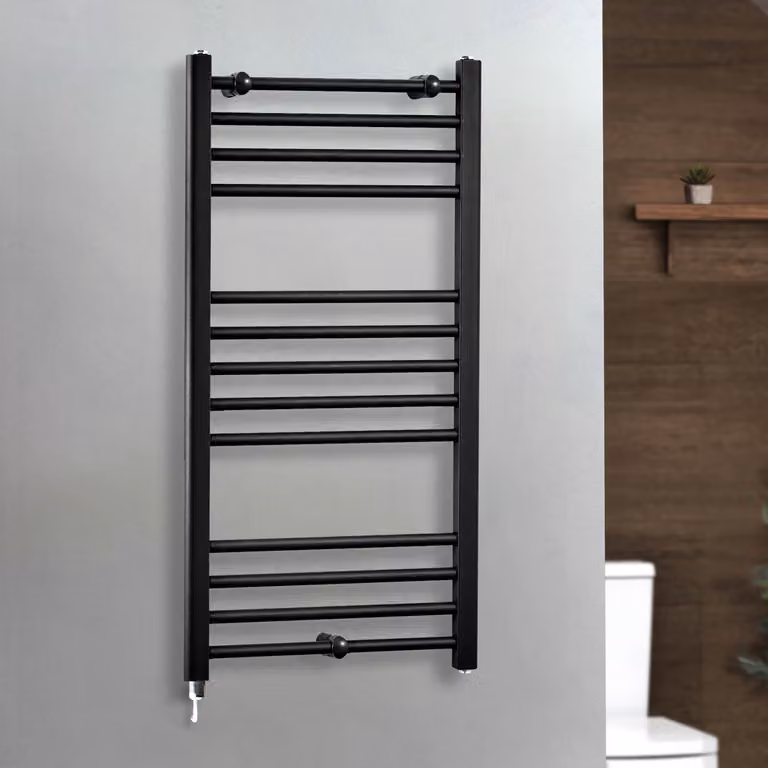 Scaldasalviette Elettrico Diritto Nero - 1000mm x 500mm  - con Elemento Semplice con Presa Elettrica - Nox - ECOSO by Hudson Reed