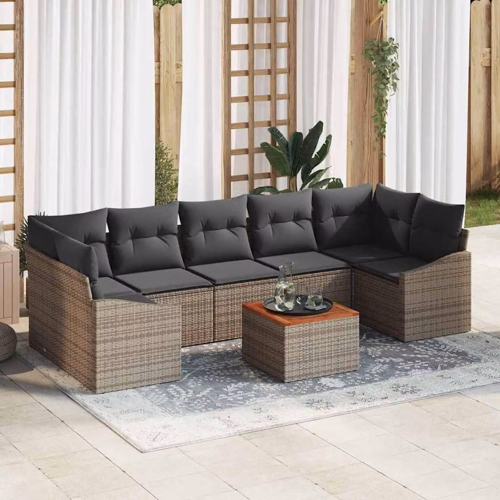 Maison Exclusive - Set Divano da Giardino 8 pcs Grigio polyrattan