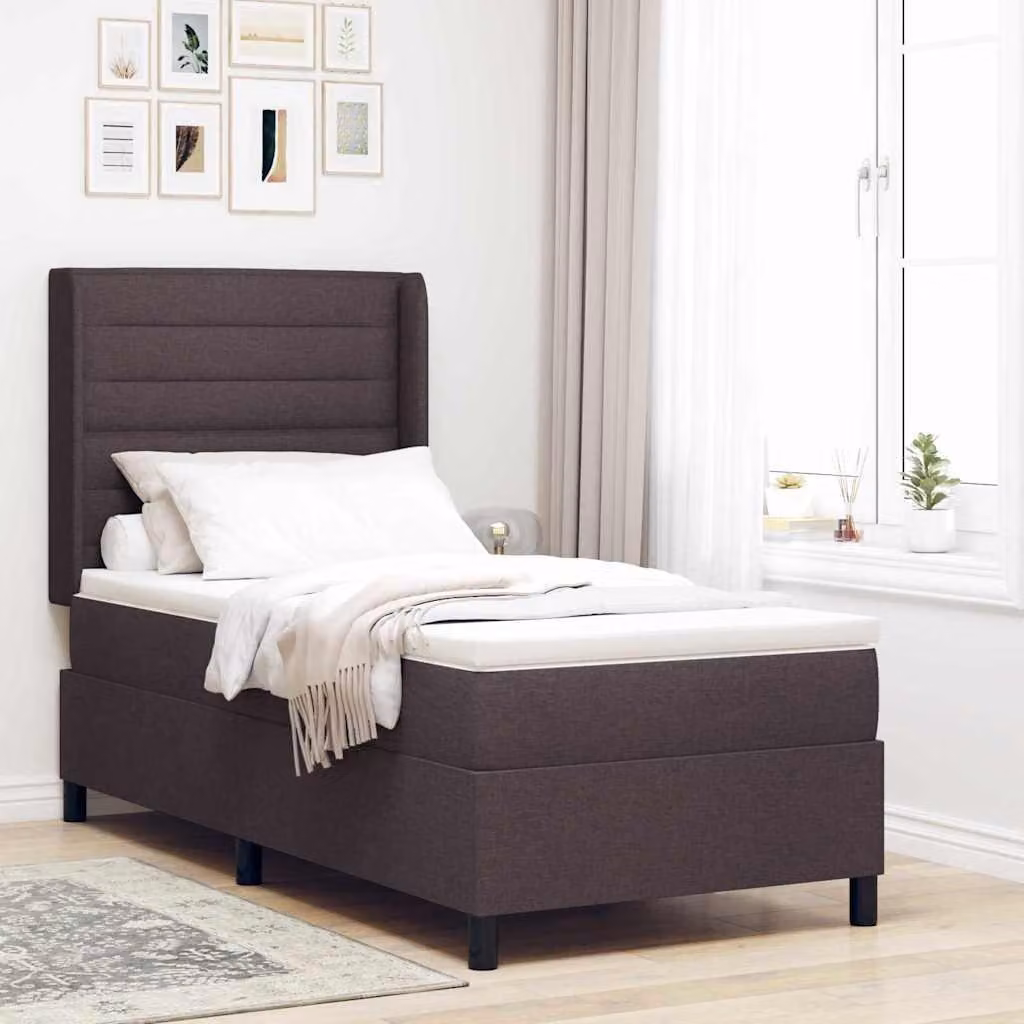 Maison Exclusive - Letto boxspring con cuscini, marrone scuro, 200 x 100 cm, tessuto