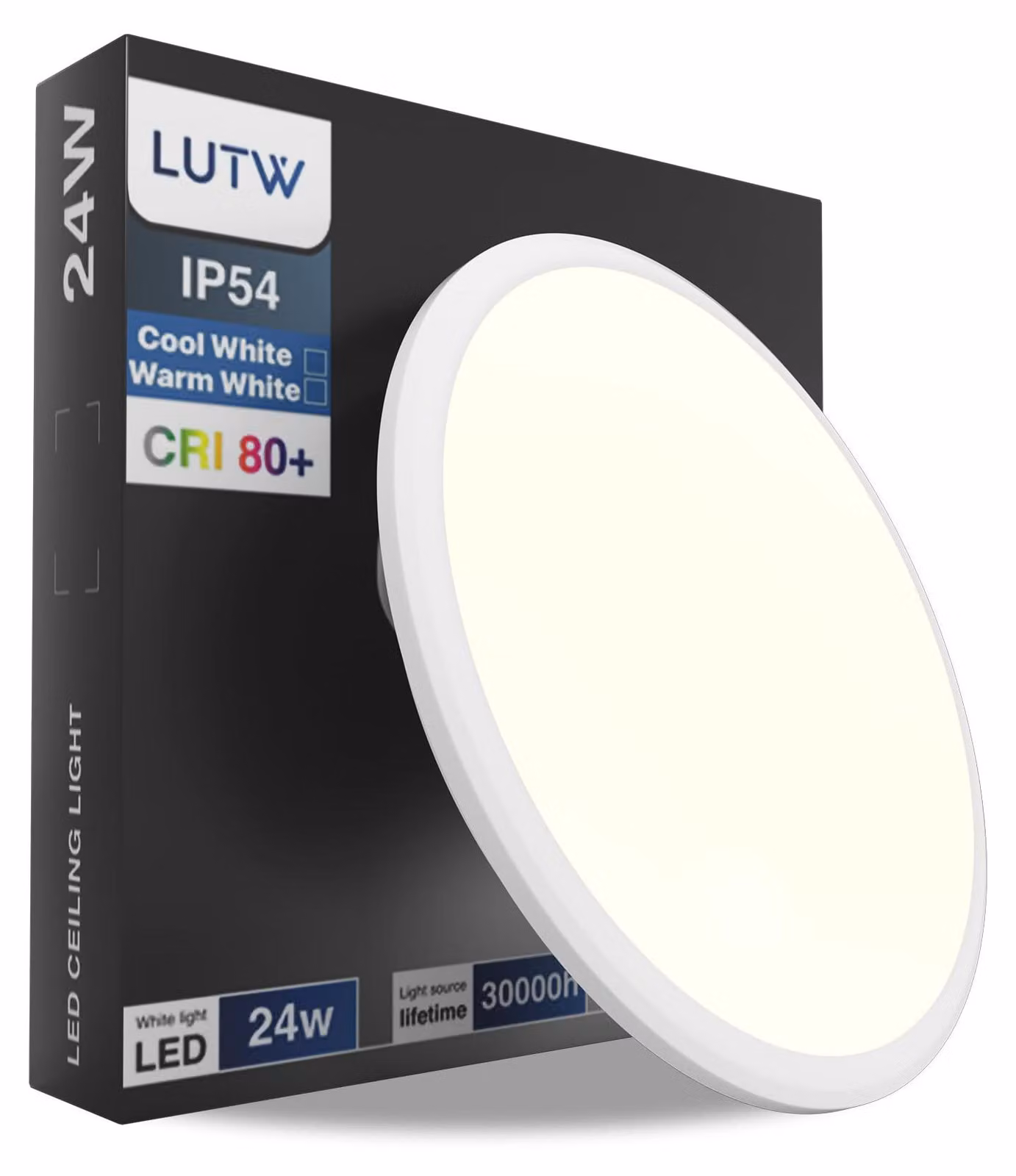 Lampada a soffitto LED LUTW, 24W, luce bianca calda 3000K, 2400 lumen, diametro 30 cm