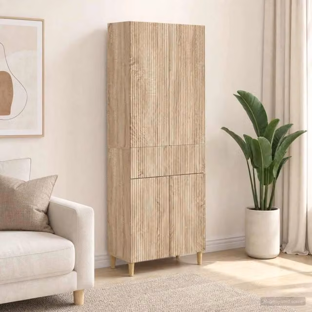 Set di 2 mobili da soggiorno vidaXL in legno MDF color rovere, composto da pensile e colonna, L/P/H: 90 x 34,5 x 66 cm