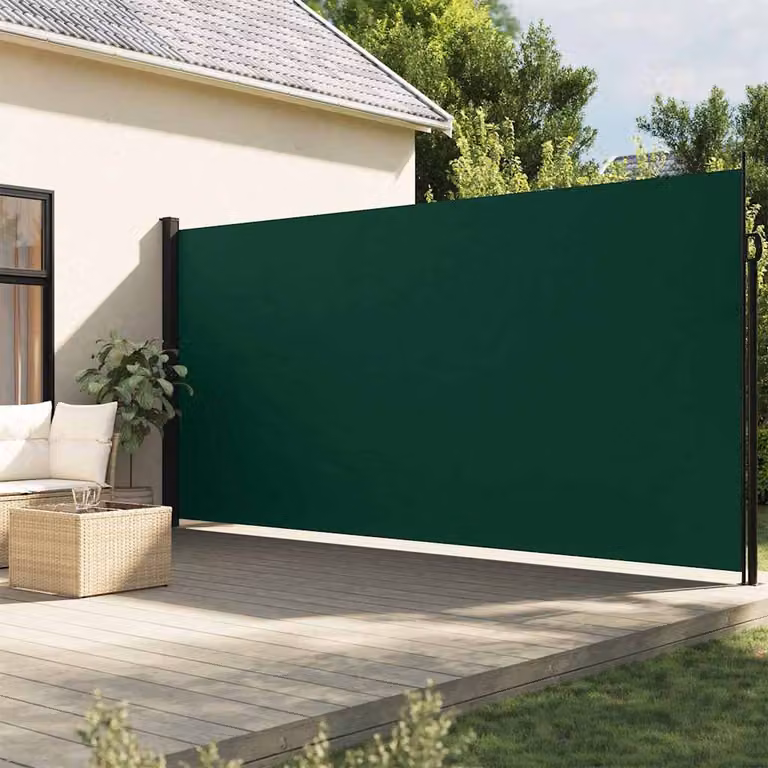vidaXL Tenda da Sole Laterale Retrattile in Poliestere Verde con Supporto in Alluminio L: 300 cm, H: 220 cm