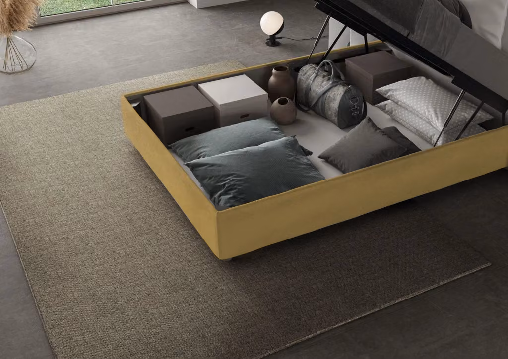 Letto una piazza e mezza Antea Ityhome con rete imbottita e base contenitore in microfibra colore verde L 110 cm x P 200 cm – 2