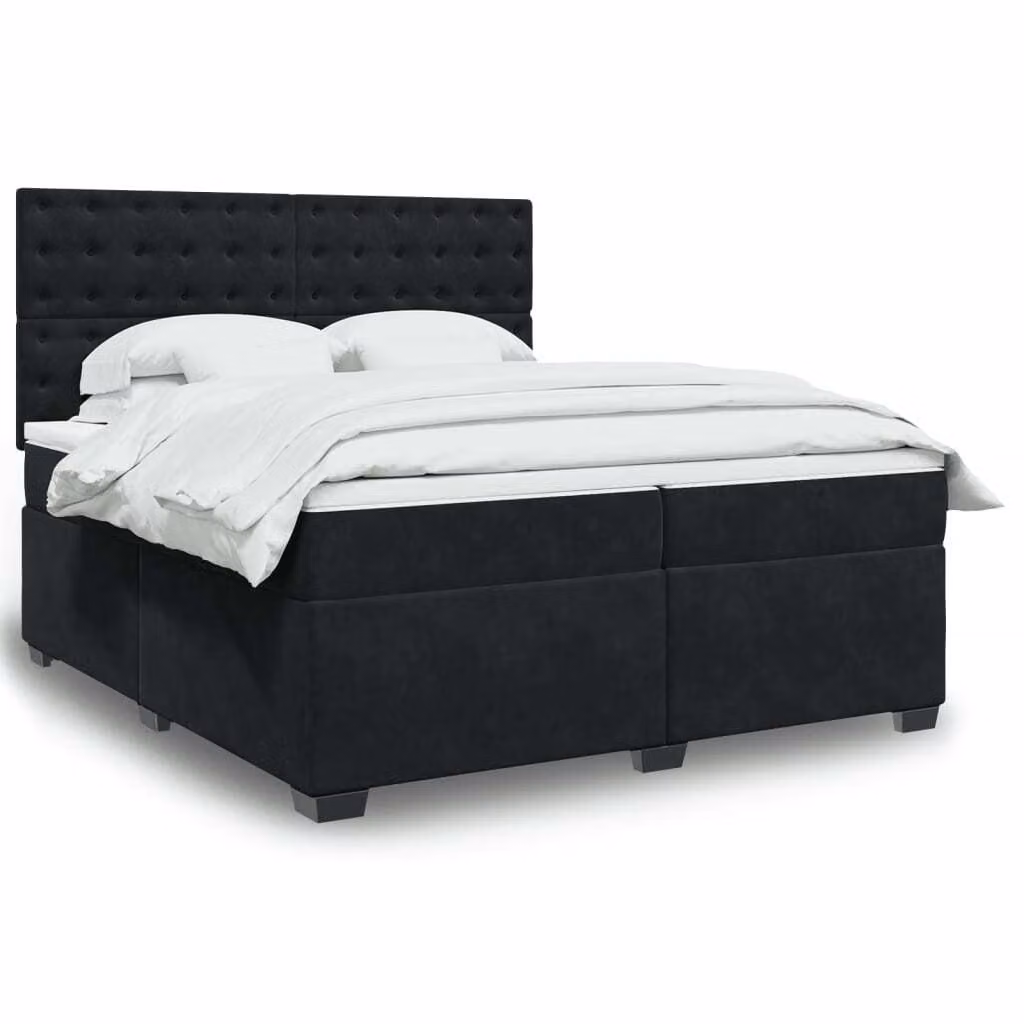 Maison Exclusive - Giroletto a Molle con Materasso Nero 200x200 cm in Velluto