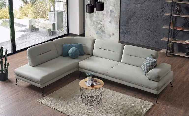 Ecksofa Wohnlandschaft Farbe Grau L-Form Sofa Wohnzimmer Ecksofa Luxus