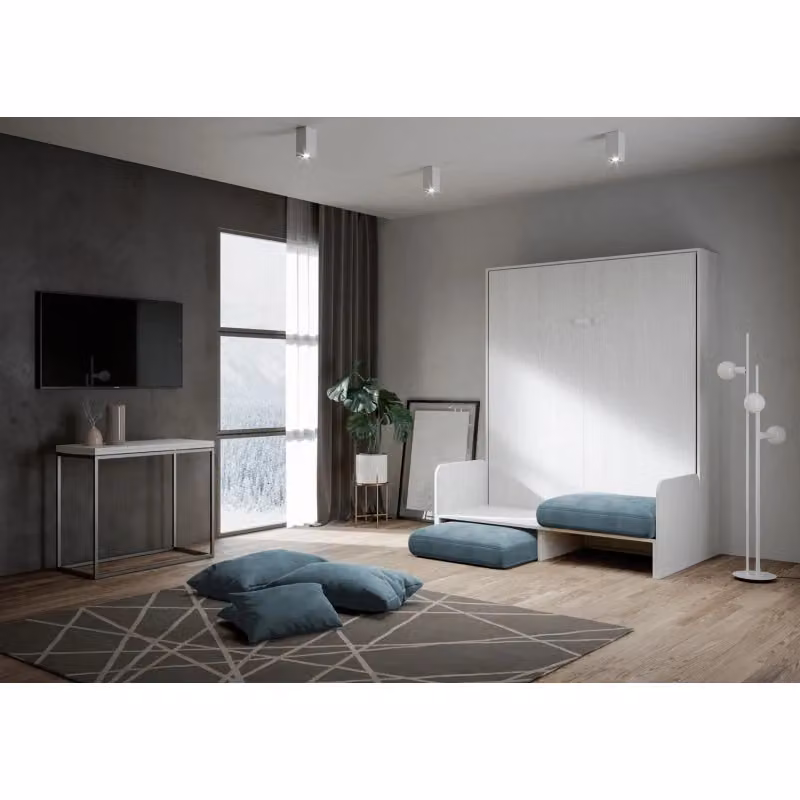 Letto matrimoniale a scomparsa Kentaro con divano Itamoby, Azzurro e Bianco Frassino, L/P: 160 x 200 cm – 2