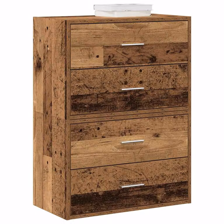 Set di 2 armadi vidaXL con 4 cassetti in legno antico marrone L: 60 cm, P: 31 cm, H: 40 cm