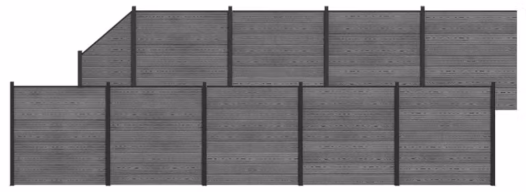 Pannello di Recinzione 10 pcs WPC e Alluminio Grigio