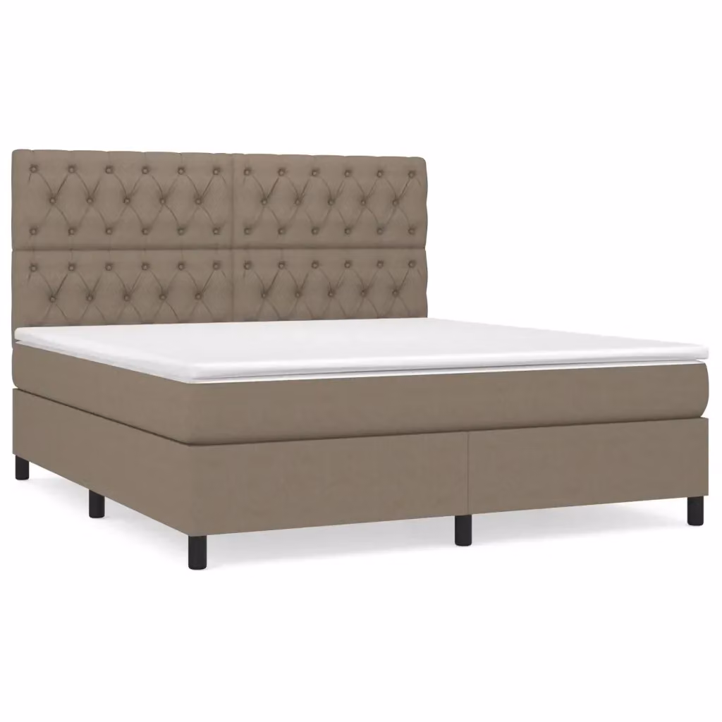 Letto Ibrido con Giroletto a Molle e Materasso vidaXL in Tessuto Beige L/P/H: 160 x 200 x 128 cm – 2