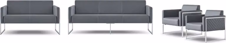 Arbeitszimmer-Set 4tlg 3-Sitzer 2-Sitzer 2x Sessel Grau Einfarbig Modern
