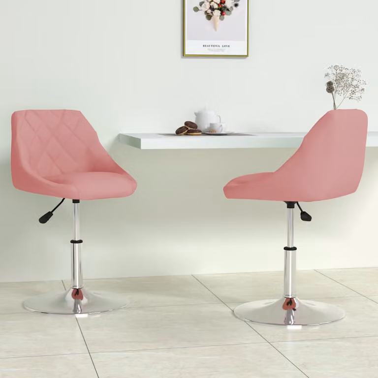 Set di 2 sedie da pranzo girevoli vidaXL in velluto rosa con design moderno