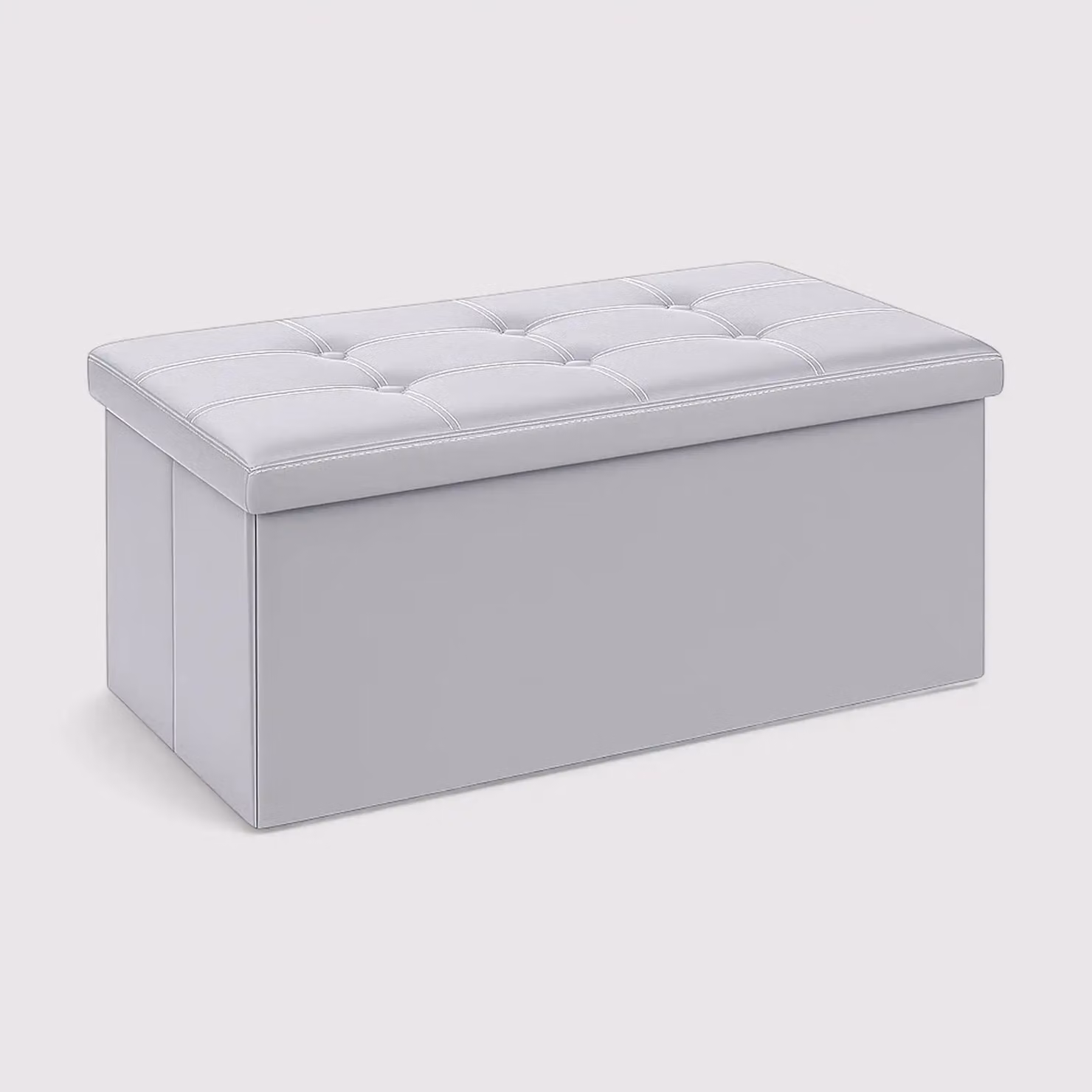 Lavatera - Pouf grigio portaoggetti ecopelle da salotto