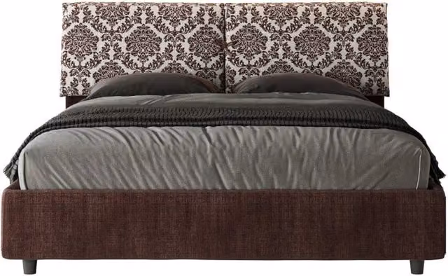 Letto imbottito Matrimoniale 160x190 cm tessuto Agata Mados - Senza rete,Bordeaux/Bordeaux