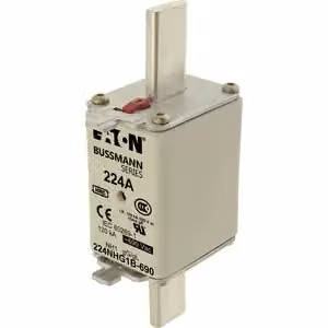 Inserto fusibile Eaton, bassa tensione, 224 A, CA 690 V, 120 kA, NH1, gL/gG, IEC, doppio indicatore di stato, linguetta di azionamento sotto tensione 224NHG1B-690