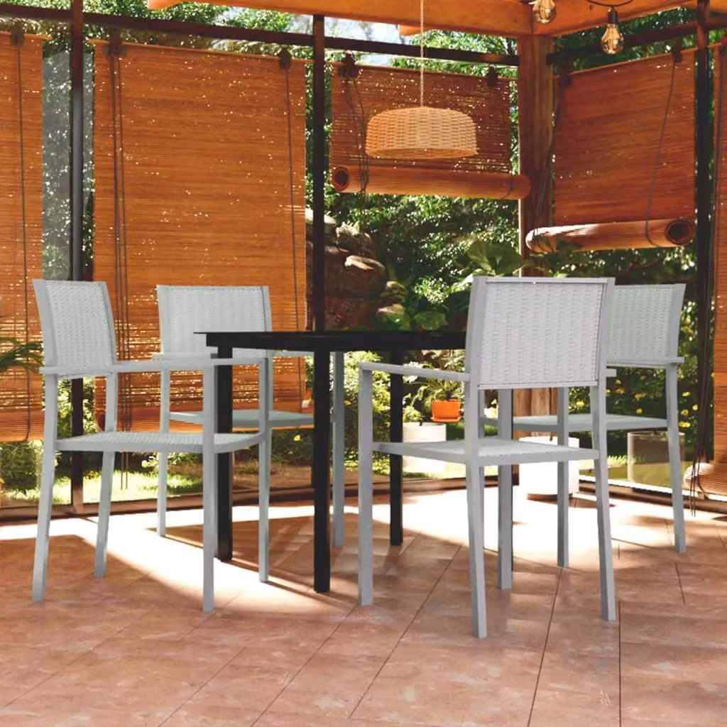 The Living Store Set da pranzo da giardino 5 pz. Set da pranzo da giardino bianco