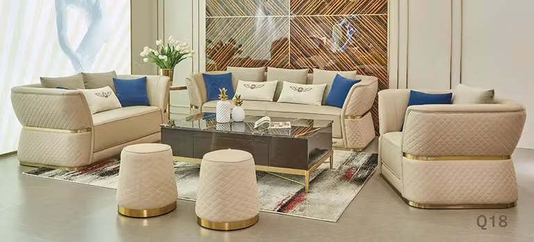 Designer Sofagarnitur 321 Sitz 2x Hocker Sofa Couch Leder Garnitur Polster 4tlg.