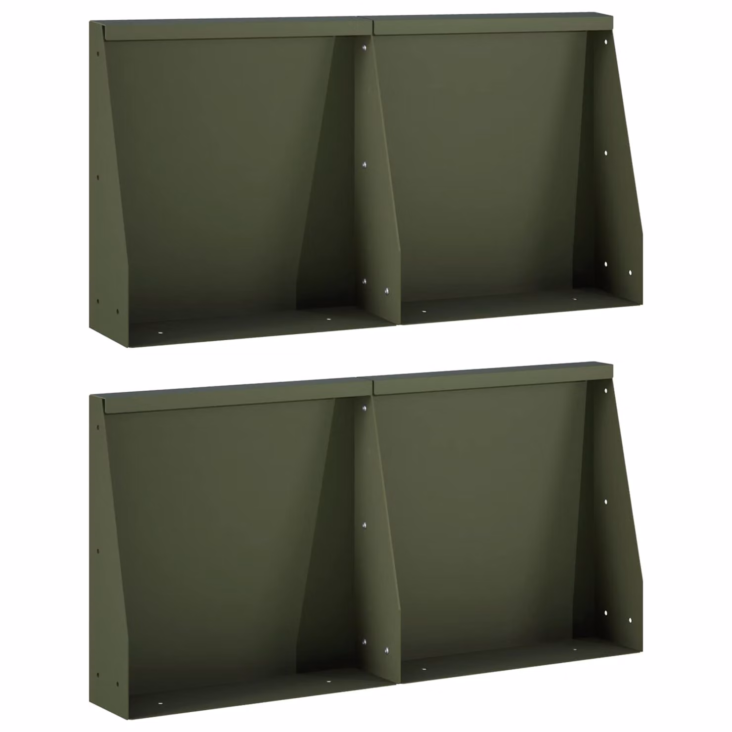 Set di 4 pezzi di aiuole rialzate vidaXL in acciaio verde oliva, L: 160 cm, P: 40 cm, H: 30 cm