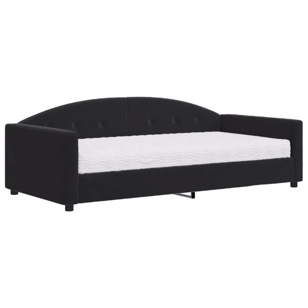 Divano Letto Moderno vidaXL in Velluto Nero con Materasso in Schiuma, L/P/H: 222 x 110 x 75 cm, Dimensioni Materasso: 100 x 200 cm – 2