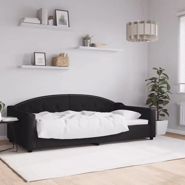 Letto da giorno moderno vidaXL in tessuto nero per camera da letto o soggiorno