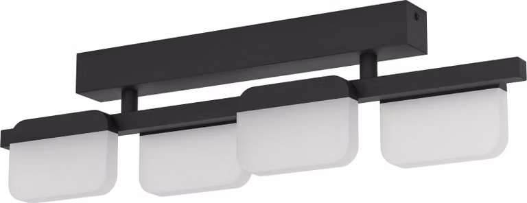 EGLO Ervidel, 4 lampadine, LED, 1920 lm, IP20, Nero, Acciaio satinato, Trasparente
