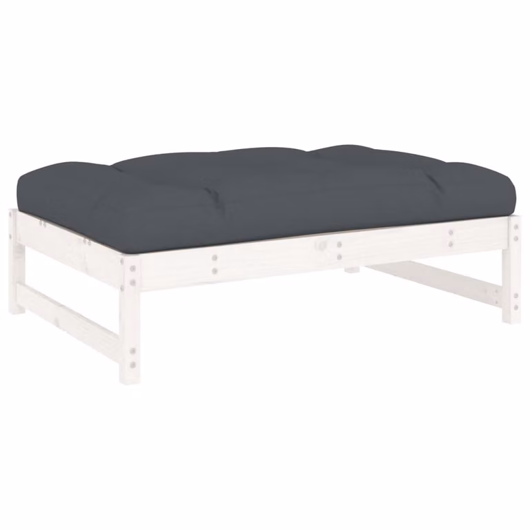 Set Divani da Giardino 6pz con Cuscini in Legno Massello Bianco