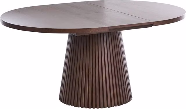 Tavolo da pranzo allungabile gambe a coste legno di frassino scuro 120/160 x 75 cm stile moderno industriale