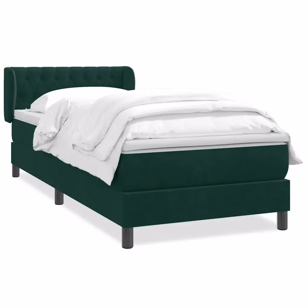 Giroletto a Molle con Materasso vidaXL in Velluto Verde Scuro e Bianco L/P/H: 83 x 223 x 151 cm – 2