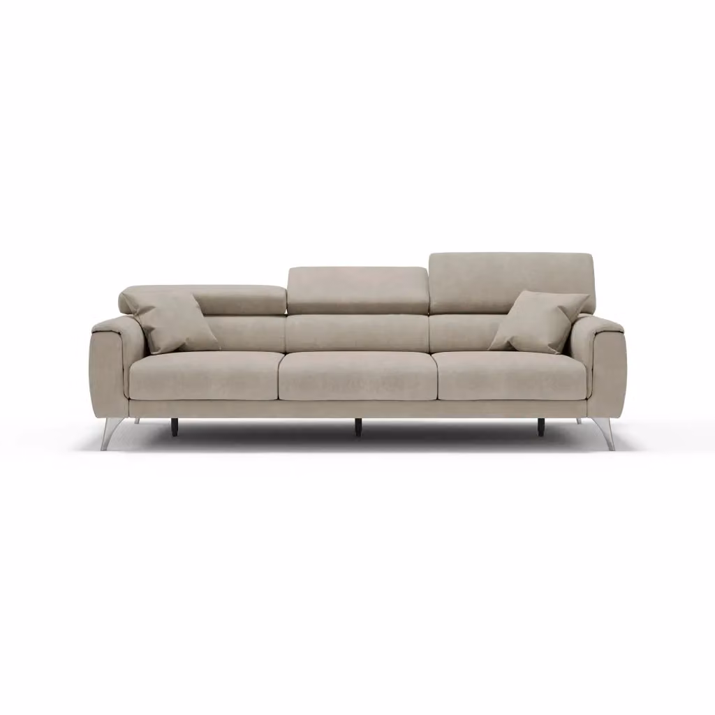 Divano Caravaggio Divani.Store con 3 sedute allungabili indipendenti e poggiatesta reclinabili in tessuto impermeabile beige L: 244 cm – 2