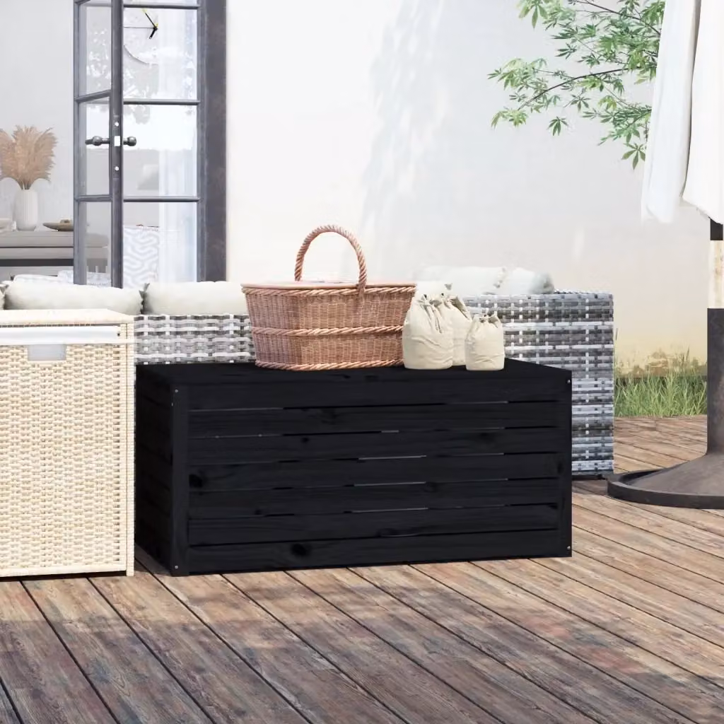 Contenitore da giardino in legno massello di pino nero CFW2919270 L: 101 cm, P: 50,5 cm, H: 46,5 cm – 2