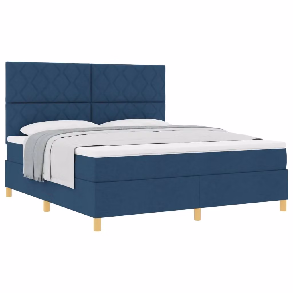 Letto a molle con testiera vidaXL in tessuto blu L: 180 cm, P: 200 cm, H: 128 cm – 2