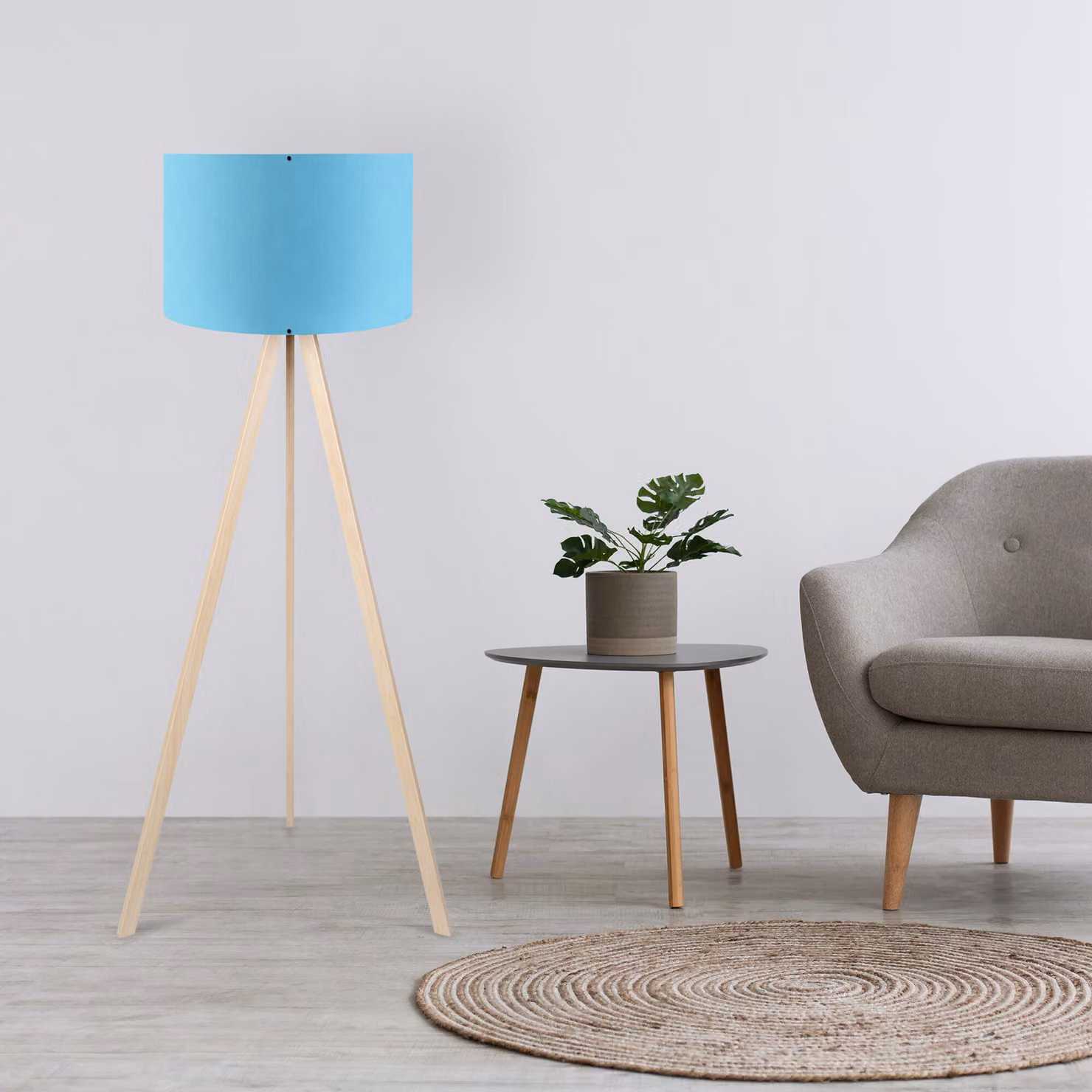 Opviq, AYD-1563, Lampade da terra, Blu, MDF, 38 x 38 x 140 cm