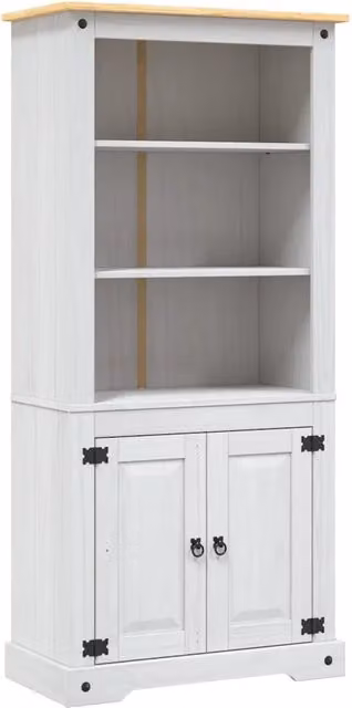 Credenza | Madia | Buffet da pranzo | Armadio da pranzo in Legno di Pino Messicano Corona Bianco 80x40x170 cm