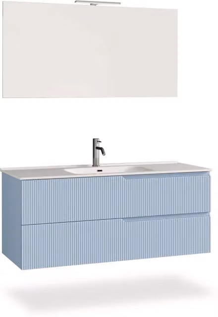 Composizione mobile bagno Venere AQA DESIGN 4 pezzi colore azzurro tiffany L: 121 cm, P: 46,5 cm, H: 190 cm