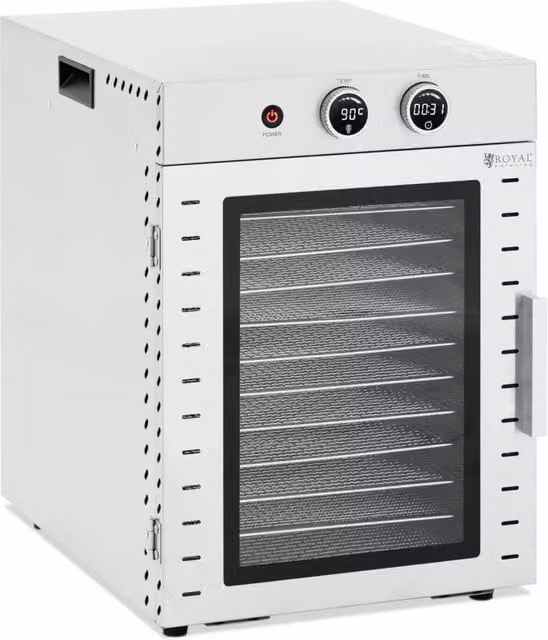 Essiccatore per alimenti professionale 1.000 watt 12 ripiani 40 litri vetro temperato acciaio inox 14_0008888