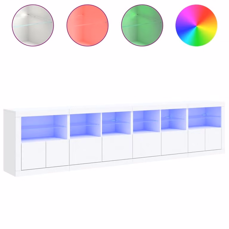 Credenza con Luci LED Bianca 283x37x67 cm