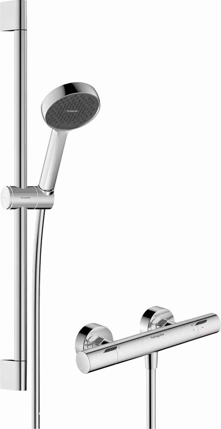 hansgrohe Activera Select S Système de douche apparent 95, EcoSmart avec EcoStat Fine Varia et barre de douche 65cm, 28876000, 28876000