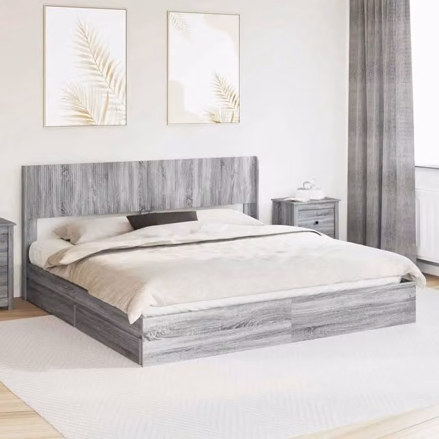 Struttura del letto con stoccaggio e testata Sonoma grigio 3414364