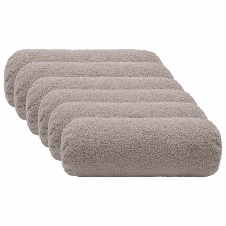 Set di 6 federe vidaXL HEERLEN in tessuto bouclé grigio chiaro, forma rotonda, Ø 15 x 40 cm