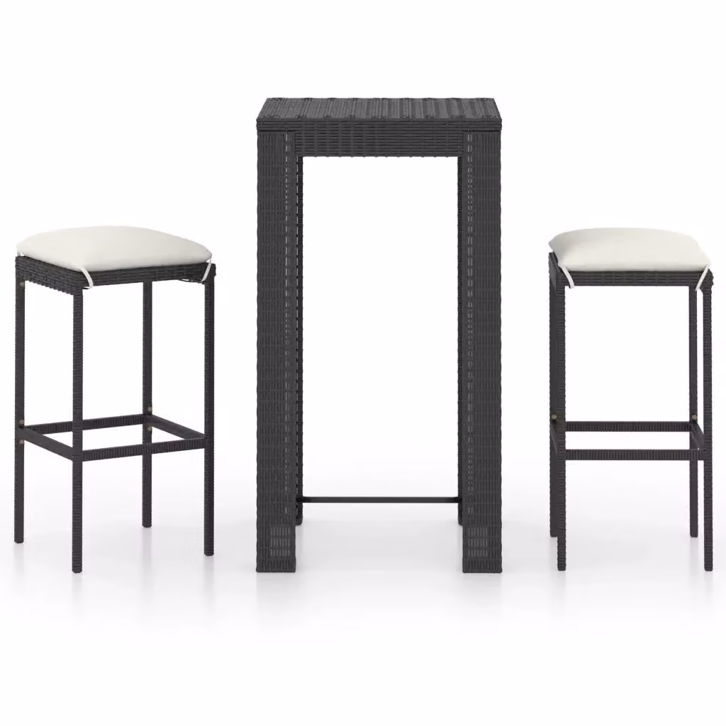 Set Bar da Giardino Moderno vidaXL in Polyrattan Nero con Struttura in Metallo – 2