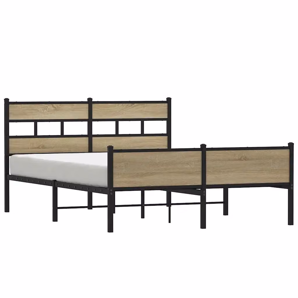 Letto con struttura in metallo e MDF color Rovere Sonoma vidaXL L/P: 160 x 200 cm – 2