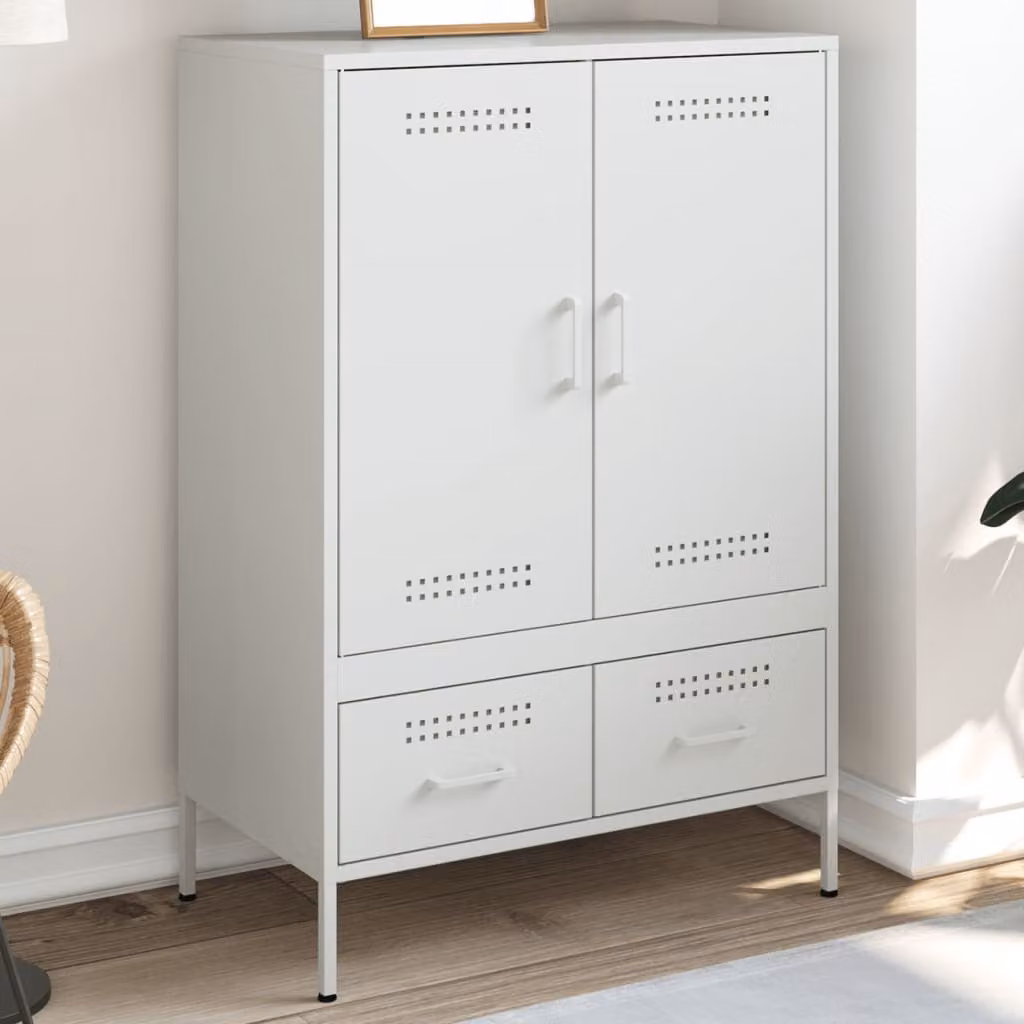 Credenza bianca in metallo vidaXL L: 68 cm, P: 39 cm, H: 101,5 cm