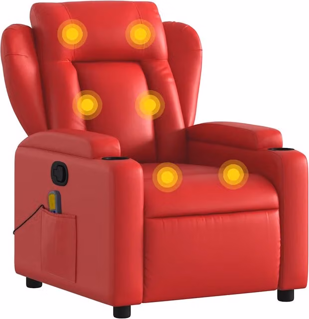 Poltrona Massaggiante | Sedia Relax Reclinabile Rossa in Similpelle