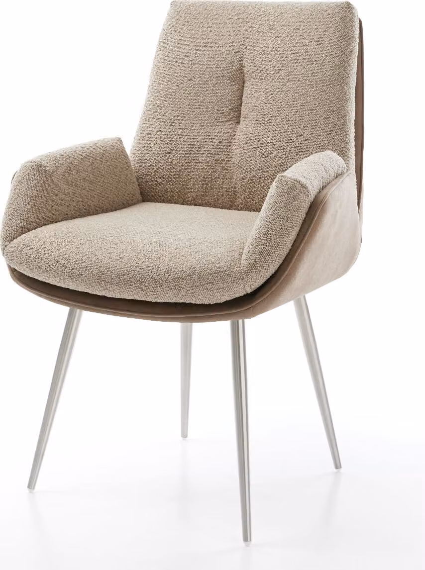 DELIFE Sedia da pranzo Clea-Flex Mix di materiali Fango 4 gambe coniche Acciaio inossidabile