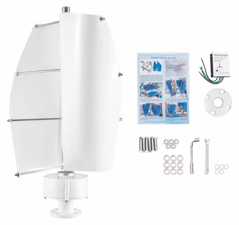Turbina eolica, potenza di uscita di 100W, funzionamento silenzioso, colore: bianco