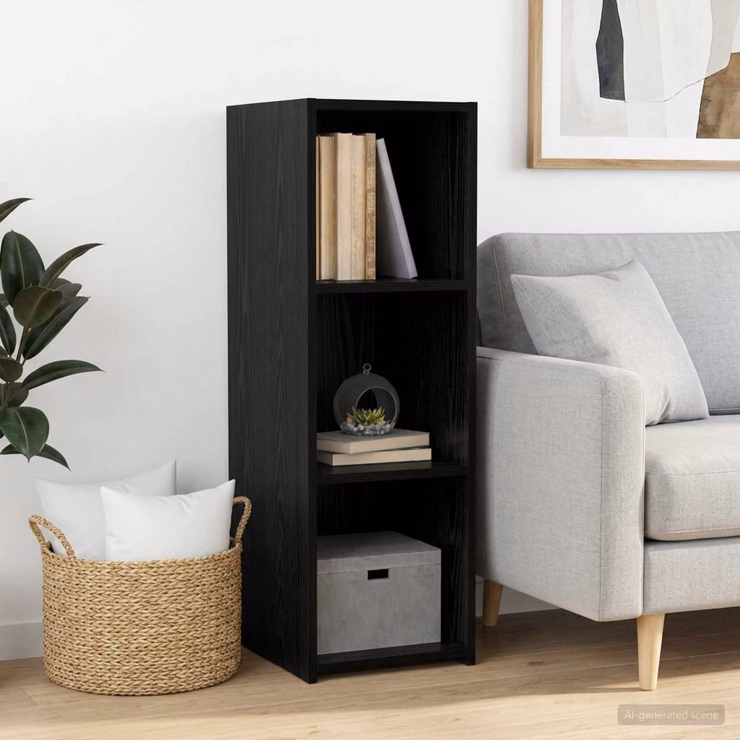 Credenza moderna vidaXL in legno ingegnerizzato MDF, colore nero opaco, L/P/H: 30 x 41 x 93 cm