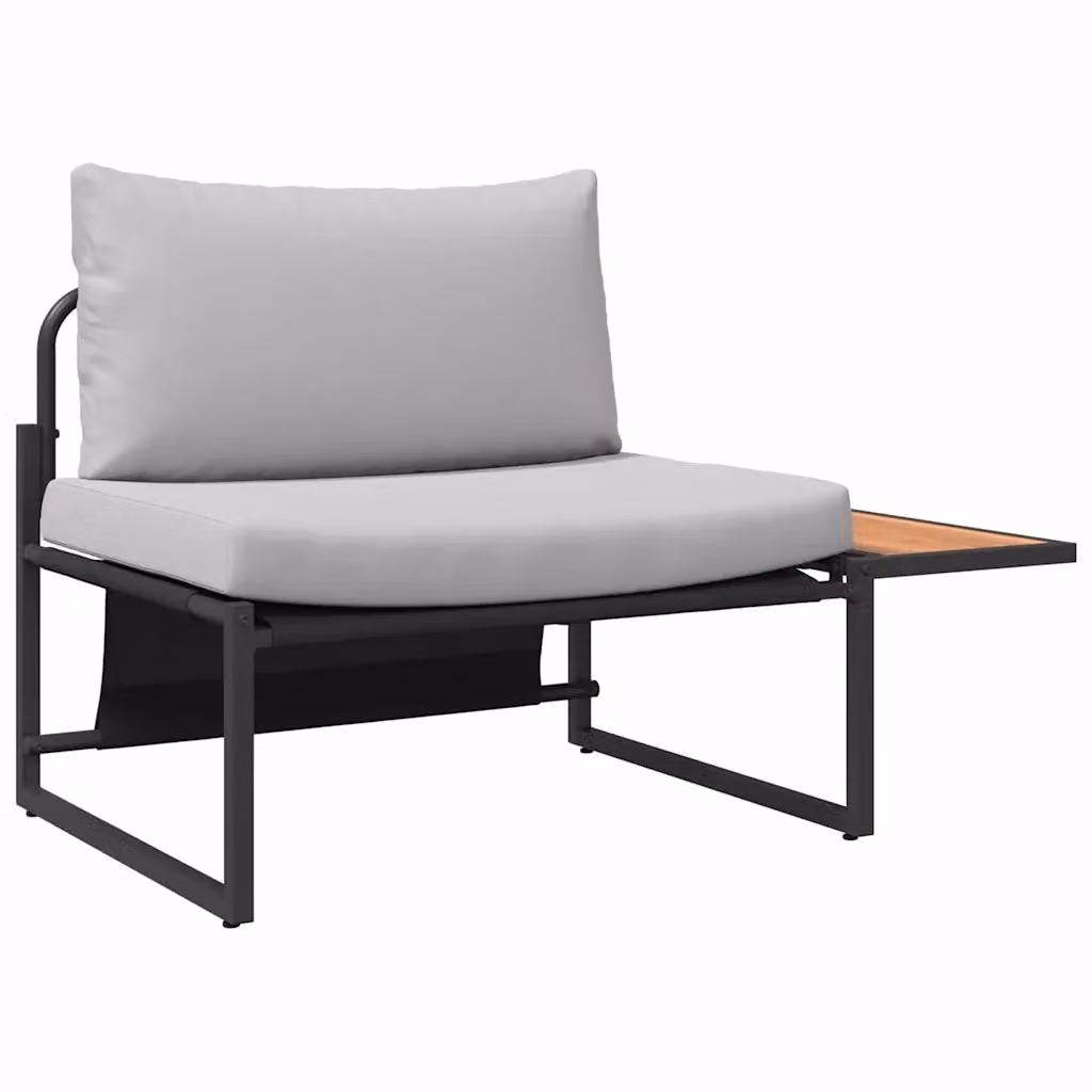 Set da giardino moderno vidaXL composto da divano da esterno a 2 posti e tavolino, colore grigio, con struttura in acciaio verniciato a polvere e cuscini inclusi – 2