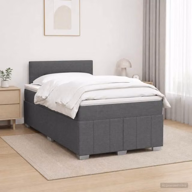 Letto box spring con materasso ibrido vidaXL Grigio e Bianco L/P: 120 x 200 cm